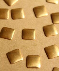 24 pc. Small Raw Brass Domed Squares: 9mm by 9mm - made in USA | RB-792
