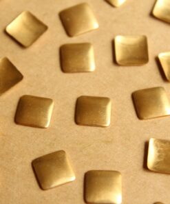 24 pc. Small Raw Brass Domed Squares: 9mm by 9mm - made in USA | RB-792