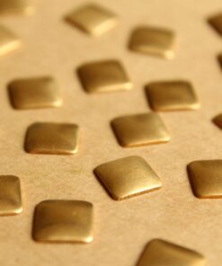 24 pc. Small Raw Brass Domed Squares: 9mm by 9mm - made in USA | RB-792