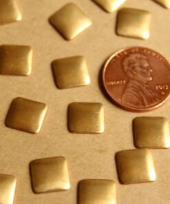 24 pc. Small Raw Brass Domed Squares: 9mm by 9mm - made in USA | RB-792