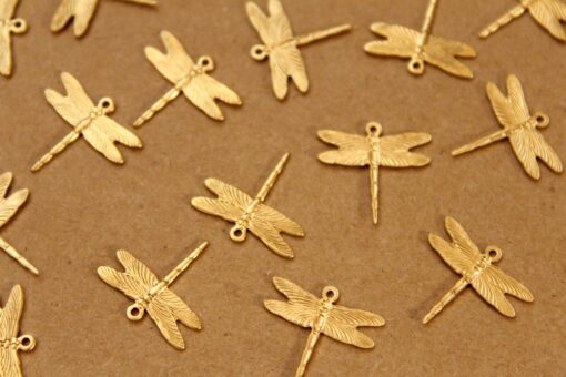 6 pc. Raw Brass Dragonflies: 16mm by 15mm - made in USA | RB-964