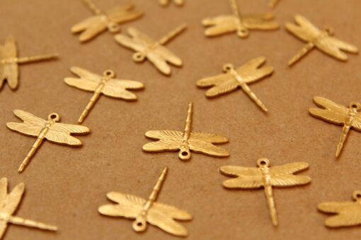 6 pc. Raw Brass Dragonflies: 16mm by 15mm - made in USA | RB-964