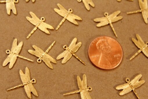 6 pc. Raw Brass Dragonflies: 16mm by 15mm - made in USA | RB-964