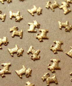 12 pc. Tiny Raw Brass Scottish Terrier Dog Charms: 8mm by 7mm - made in USA | RB-1093