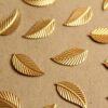 14 pc. Medium Raw Brass Veined Leaves: 20mm by 10mm - made in USA | RB-1133