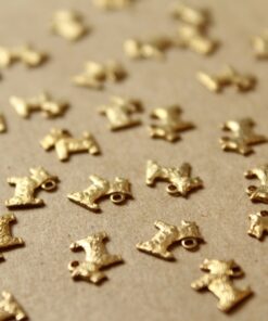 12 pc. Tiny Raw Brass Scottish Terrier Dog Charms: 8mm by 7mm - made in USA | RB-1093