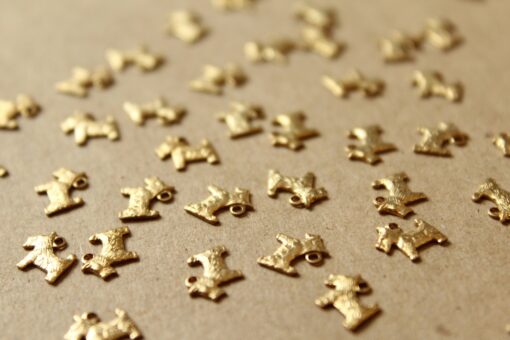 12 pc. Tiny Raw Brass Scottish Terrier Dog Charms: 8mm by 7mm - made in USA | RB-1093