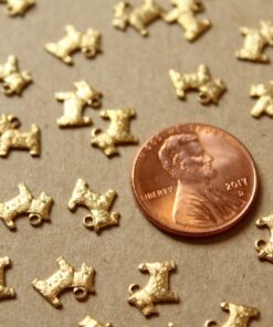 12 pc. Tiny Raw Brass Scottish Terrier Dog Charms: 8mm by 7mm - made in USA | RB-1093