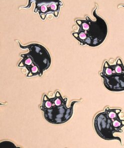 5 pc. Enameled Cat Ghost Charms - 31mm x 24mm | MIS-031**