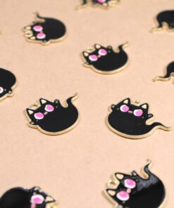 5 pc. Enameled Cat Ghost Charms - 31mm x 24mm | MIS-031**