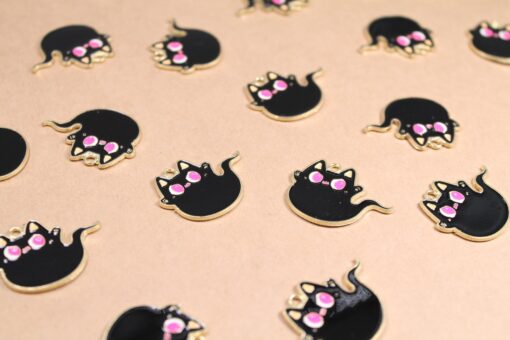 5 pc. Enameled Cat Ghost Charms - 31mm x 24mm | MIS-031**