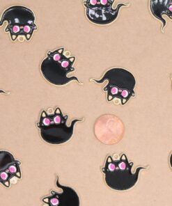 5 pc. Enameled Cat Ghost Charms - 31mm x 24mm | MIS-031**