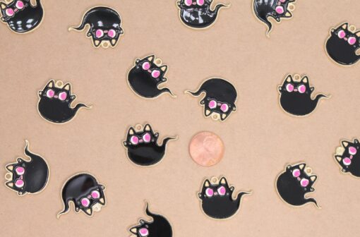 5 pc. Enameled Cat Ghost Charms - 31mm x 24mm | MIS-031**