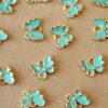 10 pc. Turquoise and Gold Enameled Butterfly Charms, 12.5mm x 10.5mm | MIS-032**