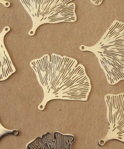 8 pc. Silver Plated Laser Cut Ginkgo Leaf Charms, 33mm by 30mm | MIS-043*