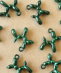 4 pc. Metallic Green Enameled Balloon Dog Charms, 18mm x 15mm | MIS-045*