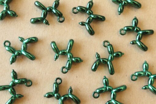 4 pc. Metallic Green Enameled Balloon Dog Charms, 18mm x 15mm | MIS-045*