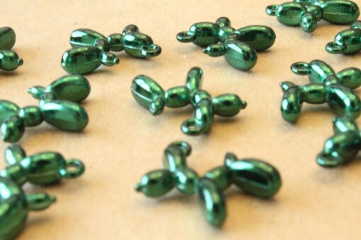 4 pc. Metallic Green Enameled Balloon Dog Charms, 18mm x 15mm | MIS-045*