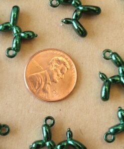 4 pc. Metallic Green Enameled Balloon Dog Charms, 18mm x 15mm | MIS-045*