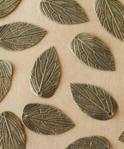 12 pc. Antique Bronze Veined Leaf Pendants, 38mm x 21mm | TMP-003