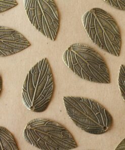 12 pc. Antique Bronze Veined Leaf Pendants, 38mm x 21mm | TMP-003