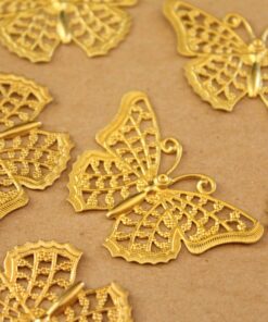 10 pc. Raw Brass Filigree Butterflies, 25mm by 41mm - made in USA | MIS-184