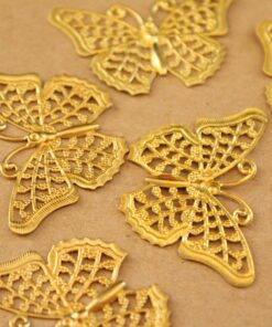 10 pc. Raw Brass Filigree Butterflies, 25mm by 41mm - made in USA | MIS-184