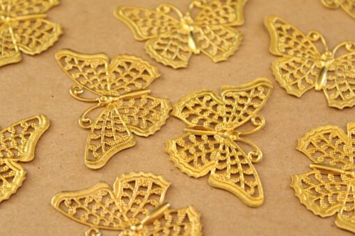 10 pc. Raw Brass Filigree Butterflies, 25mm by 41mm - made in USA | MIS-184