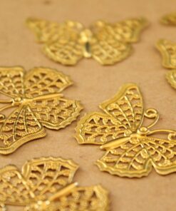 10 pc. Raw Brass Filigree Butterflies, 25mm by 41mm - made in USA | MIS-184