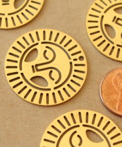 3 pc. Gold Plated Boho Sun Charms, Laser Cut Stainless Steel, 30mm in diameter | MIS-056**