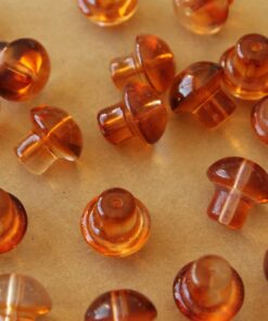 12 pc. Brown Glass Mushroom Beads, Top Drilled, 13.5mm x 3.5mm | MIS-051**
