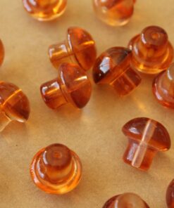12 pc. Brown Glass Mushroom Beads, Top Drilled, 13.5mm x 3.5mm | MIS-051**