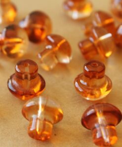 12 pc. Brown Glass Mushroom Beads, Top Drilled, 13.5mm x 3.5mm | MIS-051**