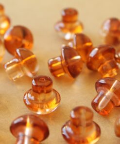 12 pc. Brown Glass Mushroom Beads, Top Drilled, 13.5mm x 3.5mm | MIS-051**