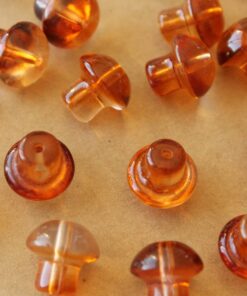 12 pc. Brown Glass Mushroom Beads, Top Drilled, 13.5mm x 3.5mm | MIS-051**