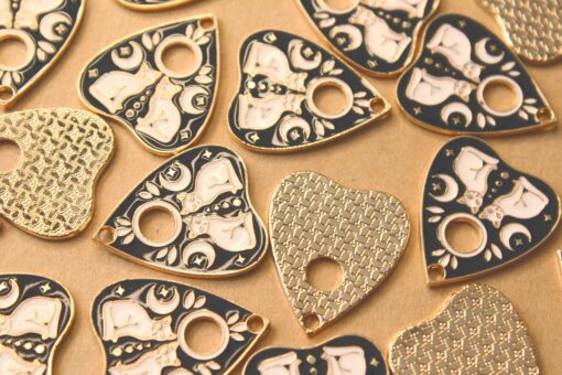 4 pc. Twin Cats Planchette Charms, Ouija Board, 26mm x 22mm | TMP-004