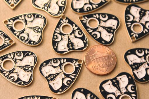 4 pc. Twin Cats Planchette Charms, Ouija Board, 26mm x 22mm | TMP-004