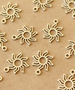 4 pc. Stainless Steel Openwork Sun Charms: 15mm by 13mm | MIS-487