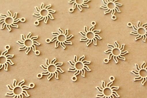 4 pc. Stainless Steel Openwork Sun Charms: 15mm by 13mm | MIS-487