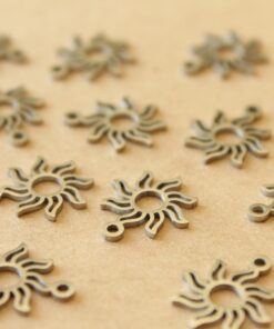 4 pc. Stainless Steel Openwork Sun Charms: 15mm by 13mm | MIS-487