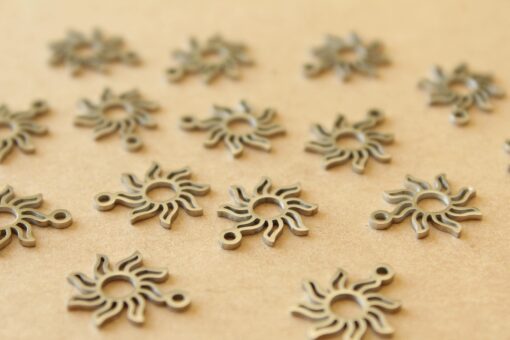 4 pc. Stainless Steel Openwork Sun Charms: 15mm by 13mm | MIS-487