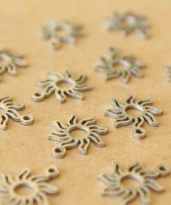 4 pc. Stainless Steel Openwork Sun Charms: 15mm by 13mm | MIS-487
