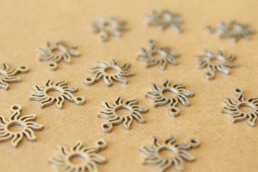 4 pc. Stainless Steel Openwork Sun Charms: 15mm by 13mm | MIS-487