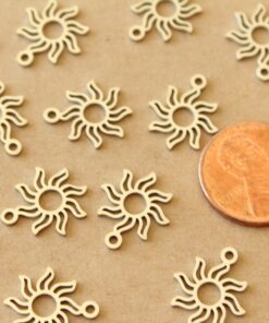 4 pc. Stainless Steel Openwork Sun Charms: 15mm by 13mm | MIS-487