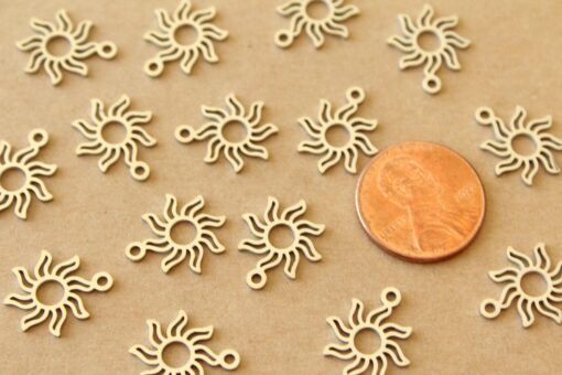 4 pc. Stainless Steel Openwork Sun Charms: 15mm by 13mm | MIS-487
