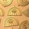 2 pc. Raw Brass Boho Rainbow Charms with All-Seeing Eye, 30mm x 22.5mm | MIS-057***