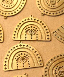 2 pc. Raw Brass Boho Rainbow Charms with All-Seeing Eye, 30mm x 22.5mm | MIS-057***