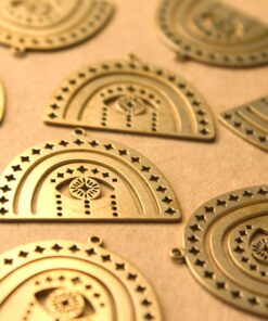 2 pc. Raw Brass Boho Rainbow Charms with All-Seeing Eye, 30mm x 22.5mm | MIS-057***