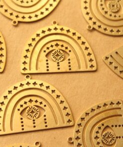 2 pc. Raw Brass Boho Rainbow Charms with All-Seeing Eye, 30mm x 22.5mm | MIS-057***