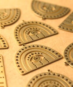 2 pc. Raw Brass Boho Rainbow Charms with All-Seeing Eye, 30mm x 22.5mm | MIS-057***